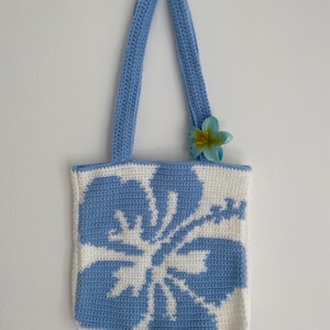 Tapestry crochet tote bag, hibiscus flower bag, hibiscus crochet tote bag, handmade floral bag, beach crochet bag, summer bag, gift for her