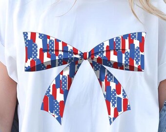 4th of July Bow Brushstroke PNG: Patriotic Shirt Design (Digital Download