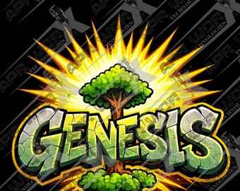 Maglietta cristiana Genesis Graffiti: grafica streetwear Faith (confezione da 2 PNG download digitale) 300 dpi