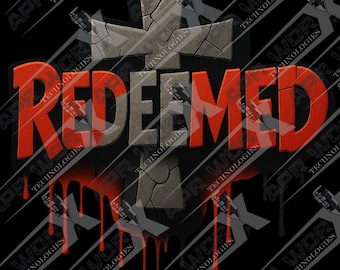 Maglietta streetwear cristiana: Redeemed – Design a croce con graffiti 3D