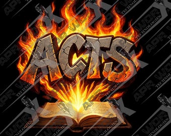 Acts - Maglietta cristiana con graffiti a fiamma: design streetwear a tema fede (download digitale, PNG, 300 dpi)