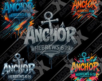 Maglietta streetwear cristiana: design maglietta streetwear graffiti Hebrews 619 Anchor / download confezione da 5
