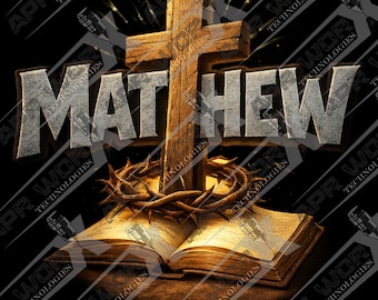 T-shirt cristiana Matthew Graffiti Design: grafica streetwear Faith (PNG download digitale 300 DPI) confezione da 2