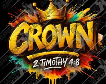 Versetto della Bibbia con graffiti a corona in formato PNG: confezione da 4 design per abbigliamento streetwear cristiano (download digitale)