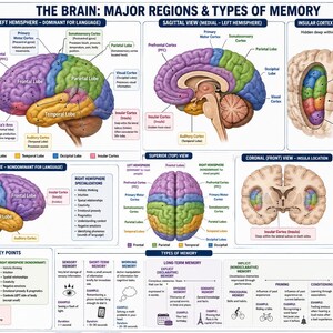Brain Regions Study Chart