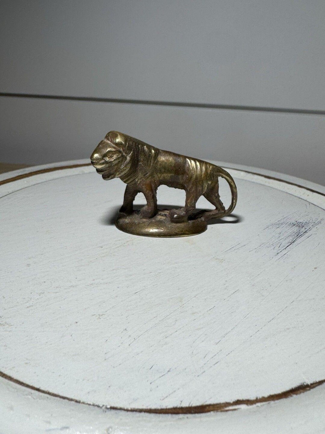 Miniature Brass Male Lion Figurine Vintage MCM Unique Trinket Decor ...