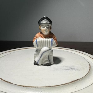 VTG Occupied Japan Sailor Man Accordion Figurine Miniature Ocean Kitsch Navy- Kitsch, 40s, Collectible, Nostalgia