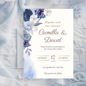 Wedding invitation suite, Wedding stationery suite, Printable editable wedding invitation, Save the day template, Menu card, RSVP card