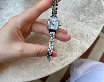 Two Tone Women's Quartz Watch – Elegant Gold & Silver Bracelet Watch – Rectangular Dial Gift for Her, Minimalist Watch , Wife Gift