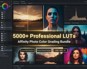 Plus de 5 000 LUT professionnelles pour des photos de qualité | Lot d'étalonnage couleur ultime | LUT cinématographiques pour le montage photo et vidéo | Téléchargement numérique