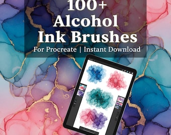 100 Alcohol Ink Brushes for Procreate | Realistic Ink Texture brushes, Flow & Stain Effects | Procreate Brushes Set