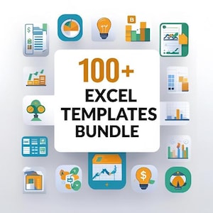 100+ Excel Templates Bundle |All-in-on excel bundle templates | Editable Excel Pack Business, excel Planners, excel Trackers  Finance & more