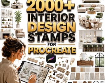 2000+ Procreate Interior Design Stamps Bundle | Furniture Stamps Procreate, room Layout Planner, Interior Design Brush, Home Decor Elements