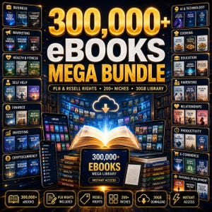 Megapack de más de 300.000 libros electrónicos: derechos PLR y de reventa, más de 200 nichos, negocios, salud, marketing, autoayuda (descarga de biblioteca digital de 30 GB).