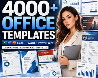 4000+ Microsoft Office Templates – 2000 Excel, 1500 Word,  500 PowerPoint presentations, excel Dashboards, Reports, Business, Finance & More