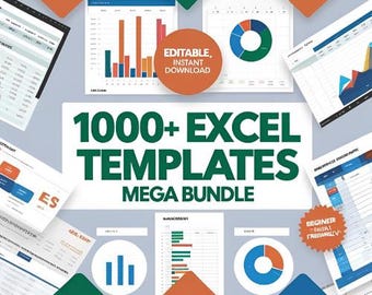 1000 Excel Templates Mega Bundle: All in one excel dashboards business, Finance & Project Management