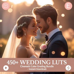 450+ Filmische Hochzeits-LUTs für die Videobearbeitung | Premium Hochzeit LUTs Bundle |  Color Grading für Hochzeiten | DaVinci,Premiere,FCPX