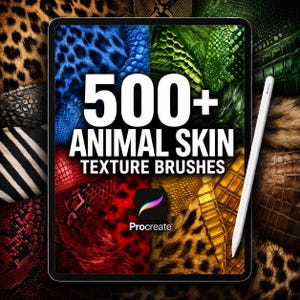 Más de 500 pinceles realistas de piel de animales para Procreate / Paquete de texturas / Leopardo, serpiente, cocodrilo, cebra / Texturas para arte corporal y fantasía