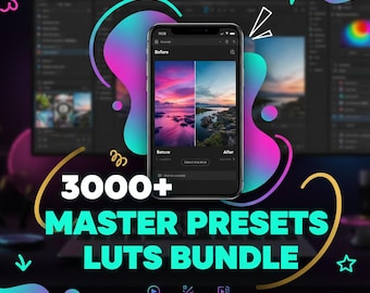 3000+ Master Presets & LUTs Bundle | Lightroom DNG, XMP, LRTemplate + Video CUBE | 60 Collections | Mobile Desktop | Instant Download