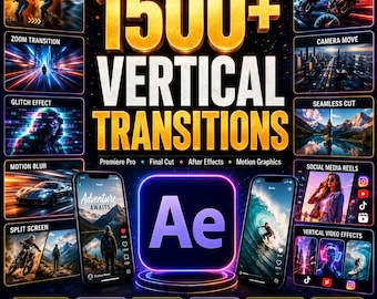 1500+ Vertical Transitions for After Effects | All in one Transition effect Premiere Pro, Final Cut, Motion Graphics & Video Editing Pack