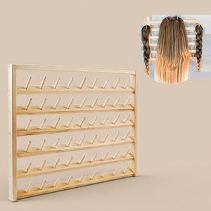 Wooden Thread Rack Wall Hanging, Spool Holder Organizer, DIY Spindle Rack for Sewing Thread Storage, Wig Display Hair Accessories Holder