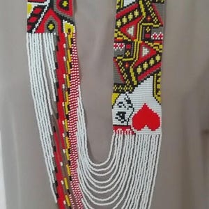 White Card Halskette Kasino Halskette Karte Halskette American Native Halskette | Rocailles | Tribal Halskette | Boho Halsketten-Set mit Ohrring