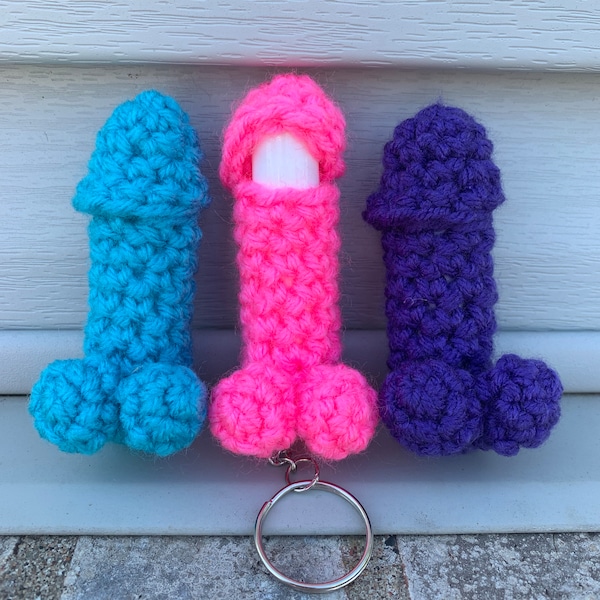 Crochet Penis Chapstick Cozy Mature Bachelorette Party Gag Gift