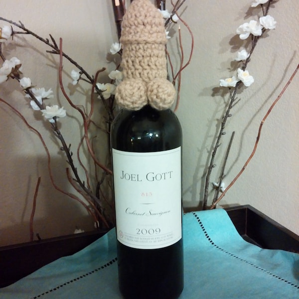 Crochet Penis wine bottle topper cozy Mature