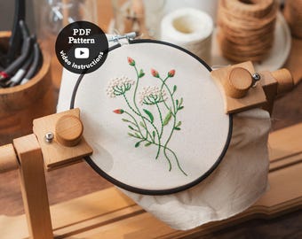 Baby’s Breath Floral Embroidery Pattern Pdf | How To Embroider Beginner Flowers Pattern | Easy Cute Hand Embroidery | Modern Hoop Art