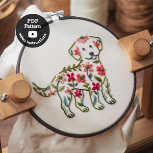 Dog embroidery pattern | Puppy Pdf Pattern | Cute pet hand embroidery | Easy DIY Beginner Hoop Art ( PDF Pattern + Video )