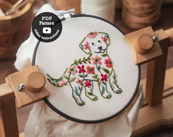 Dog embroidery pattern | Puppy Pdf Pattern | Cute pet hand embroidery | Easy DIY Beginner Hoop Art ( PDF Pattern + Video )