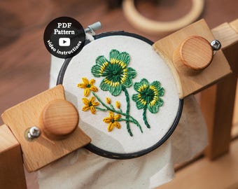 Clover Hand Embroidery Pattern Pdf Download | Beginner Easy DIY Hoop Art | 3” 4” 5” | How To Embroider Flowers ( PDF Pattern + Video )