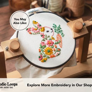 Bunny Floral Embroidery Pattern | Beginner DIY Hoop Art (PDF Pattern) image 9