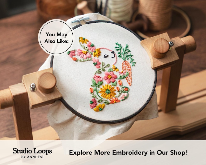 Bunny Floral Embroidery Pattern | Beginner DIY Hoop Art (PDF Pattern) image 9