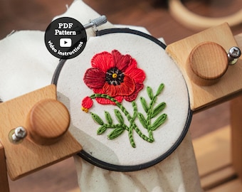 Poppy Floral Hand Embroidery Pdf Pattern | Beginner Friendly | 3” 4” 5” | How To Embroider Flowers | Garden Flowers ( PDF Pattern + Videos )