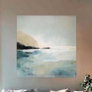 Soft Beige Landscape Painting, Digital Download, Printable Wall Art for Bedroom, Neutral Interior Art, Home Wall Decor