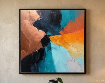 Copper Original Acrylic Painting Textured Palette Knife Modern Abstract Canvas Wall Art for Living Room Decor TSA-COP01