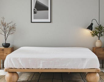 Cama Elgin de madera de roble blanco