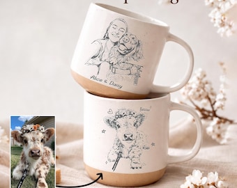 Engraved Ceramic Mug, Custom Portrait, Custom Photo Mug