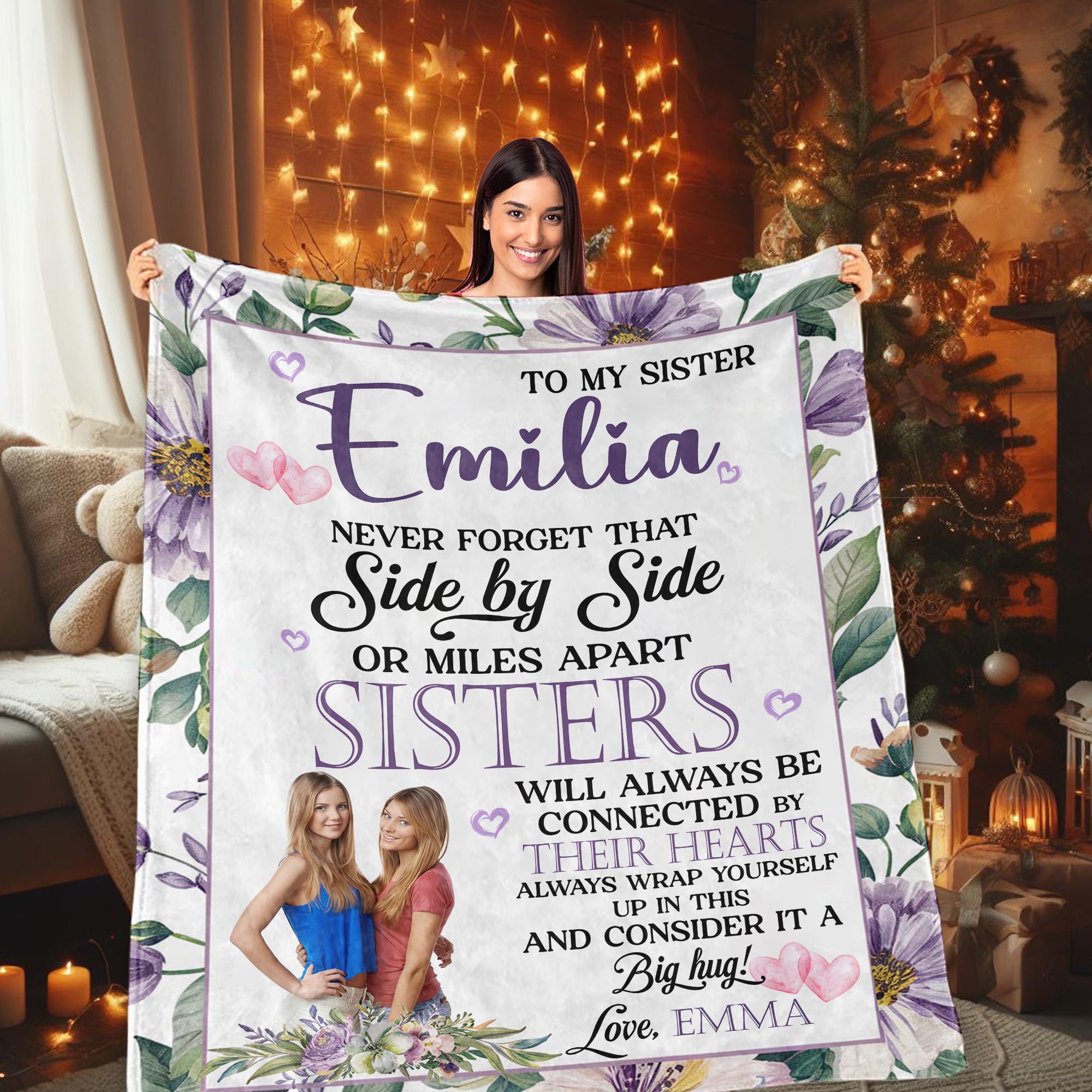 YPURTSD Sisters Gift Throw Blanket - Pink Flannel Fleece, 50"x60", With Sisterhood Quotes & Tree Design