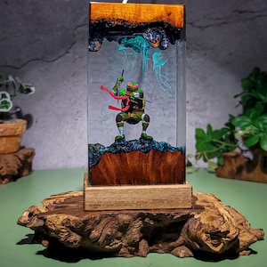 Handmade Resin Ninja Warrior Lamp: LED Desk Night Light