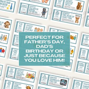 Dad coupons great for Father's Day gift or Dad's Birthday Gift, printable gift, DIY Gift for him, 51 coupons and 6 bonus Dad's choice and you choose, digital download, so easy to print and use.