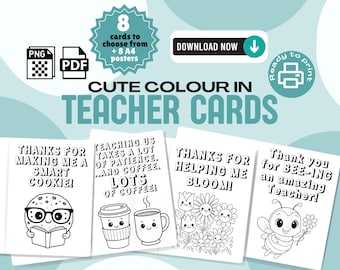 Kids Printable Thank you Teacher Colouring Cards Colour In Download Colour In Thank You Teacher Card End of Term Teacher Appreciation