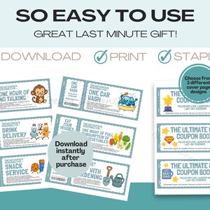 Dad coupons great for Father's Day gift or Dad's Birthday Gift, printable gift, DIY Gift for him, 51 coupons and 6 bonus Dad's choice and you choose, digital download, so easy to print and use.