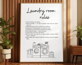 Funny Laundry Room Rules Print | Laundry Wall Art | Humorous Home Decor | Utility Room Poster