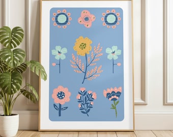 Whimsical Flower Print | Colourful Floral Wall Art | Botanical Wall Decor
