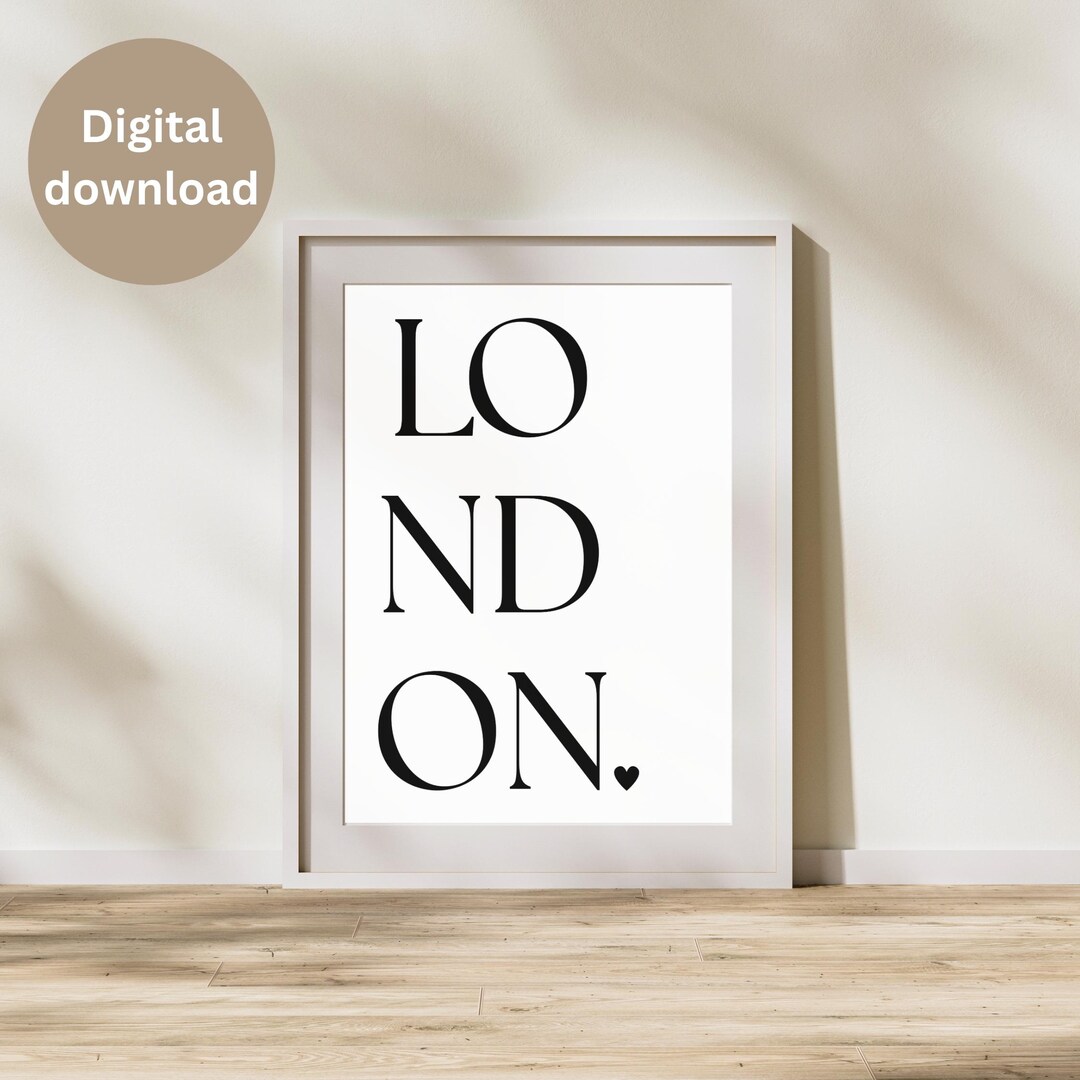 London Digital Travel Poster | Minimalist Typography Wall Art | Instant ...