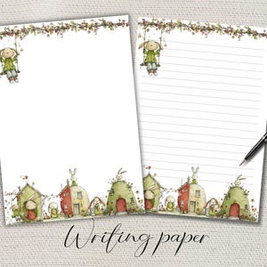 Easter Bunny Writing paper Lined Unlined-A4/A5 Pen pal supplies-Letter writing note sheets-Notepaper with or without lines