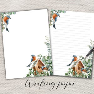 Birds brevpapper linjerat olinjerat - A4/A5 brevvänsmaterial - anteckningsark för brevskrivning - Birds anteckningspapper med eller utan linjer