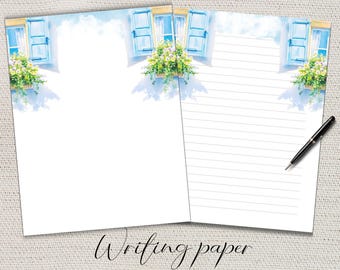 Watercolor Windows Writing paper Lined Unlined-A4/A5  Pen pal supplies-stationery letter writing note sheets-Notepaper with or without lines